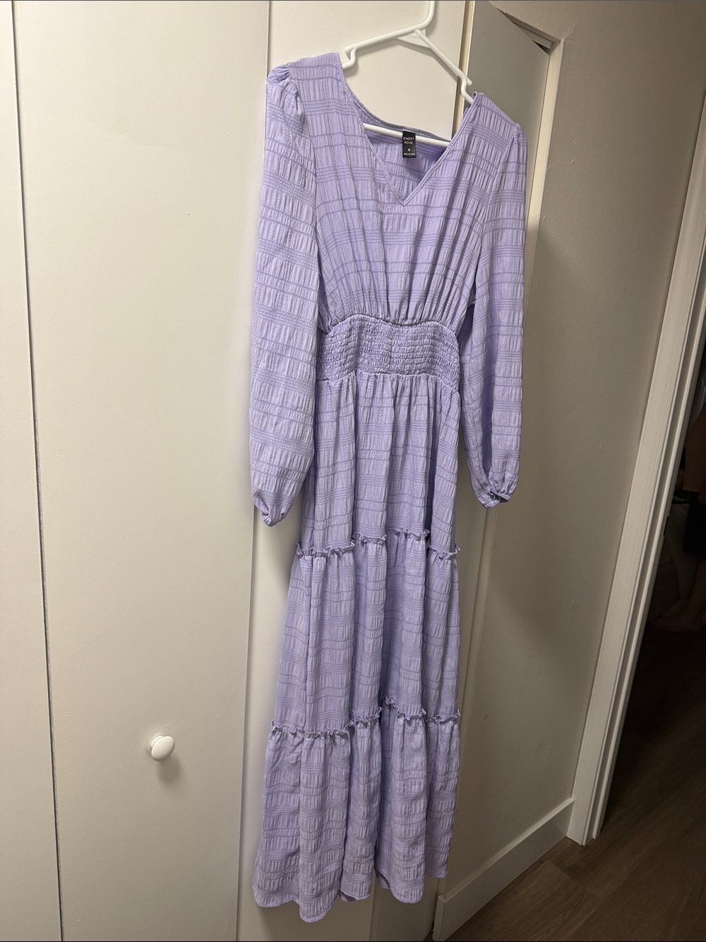 emory park Lavender Smocked-Waist Tiered Maxi Dress